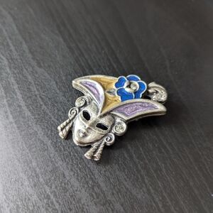 Colorful Jester Mask Brooch
